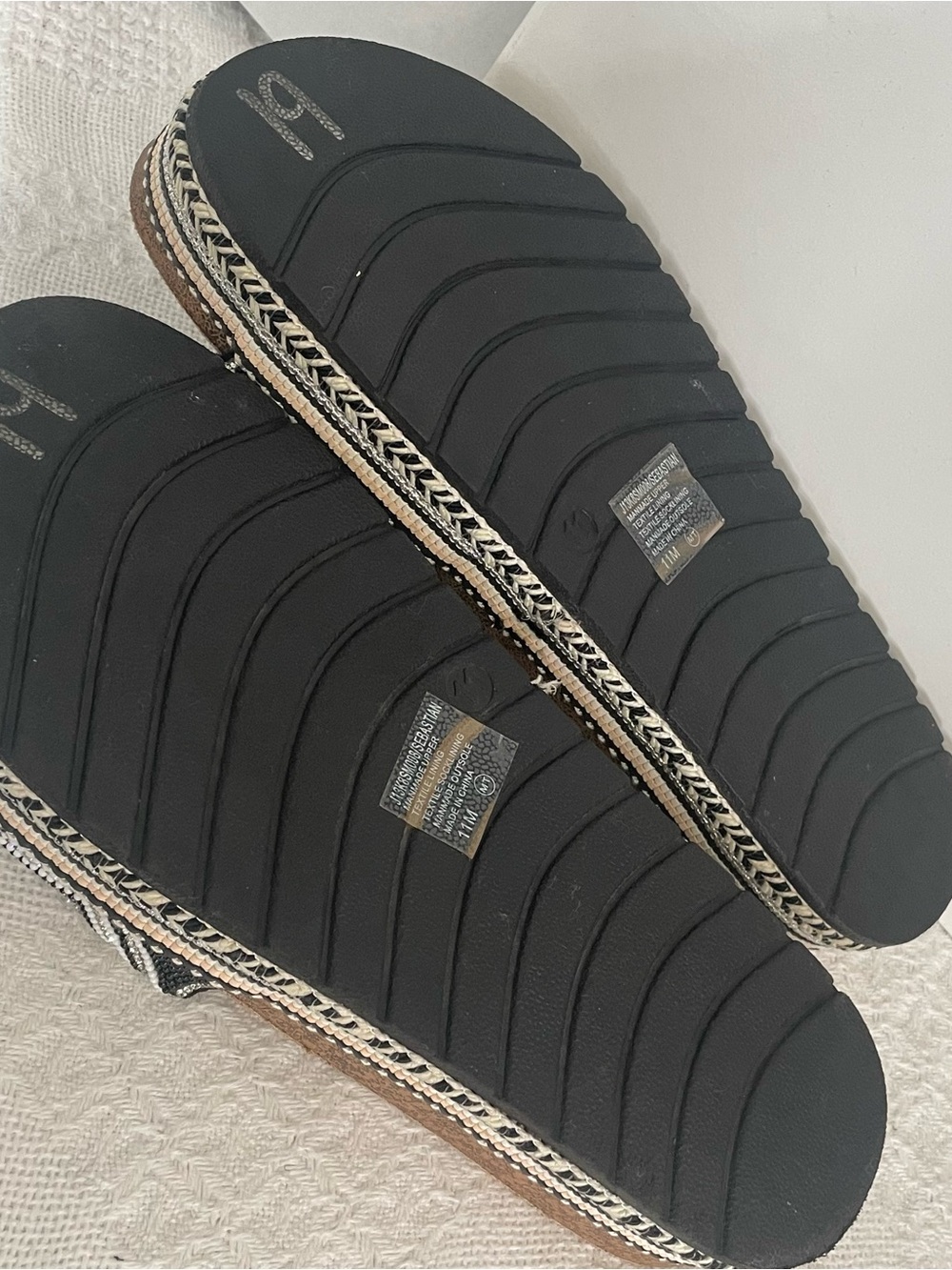 Jellypop Black & Silver Beaded Platform Slide Sandals~ Size 11 M- Dressy Summer - Picture 7 of 9
